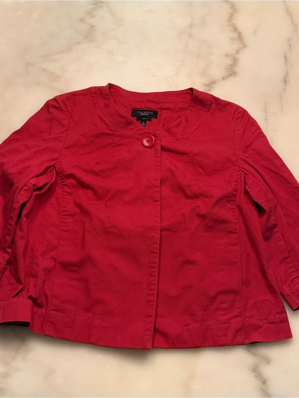Talbots Red Single-Button Cotton Blend Blazer